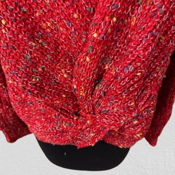 Red Open Back Twisted Boat Neck Red Sweater - Picture 6 of 10
